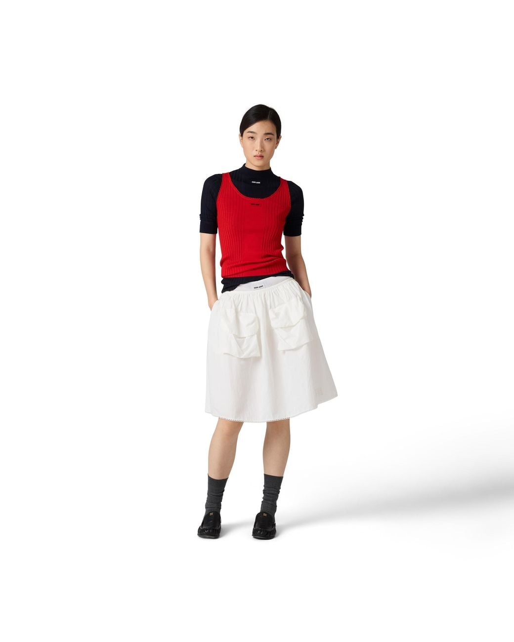 Miu Miu Black Ribbed Knit Wool Sweater