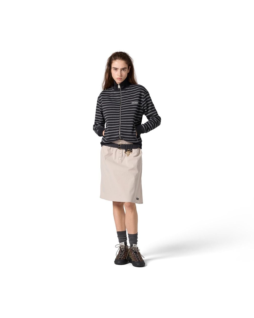 Miu Miu Natural Stretch Poplin Skirt