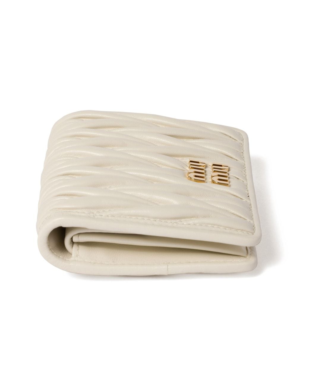 Miu Miu White Small Matelassé Nappa Leather Wallet