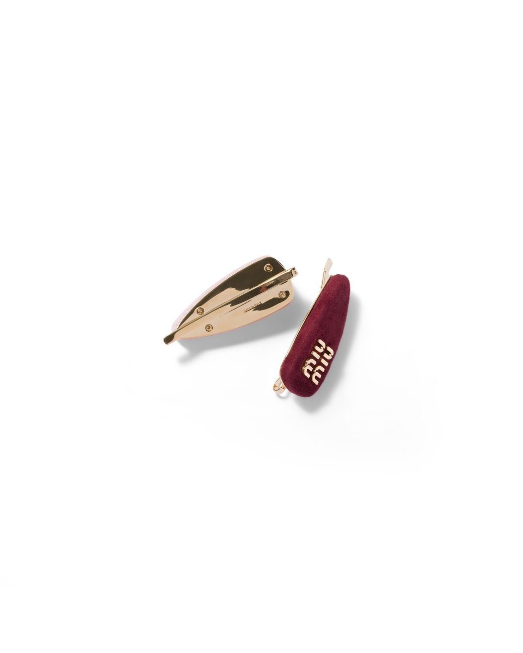 Miu Miu Pink Set Of Leather, Suede, And Shearling Hair Clips
