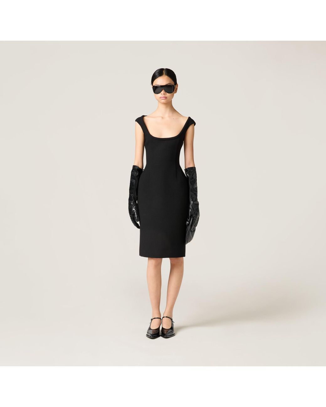ワンピース Miu Miu Black Stretch Wool Dress Miu Miu Black Stretch Wool Dress | italist
