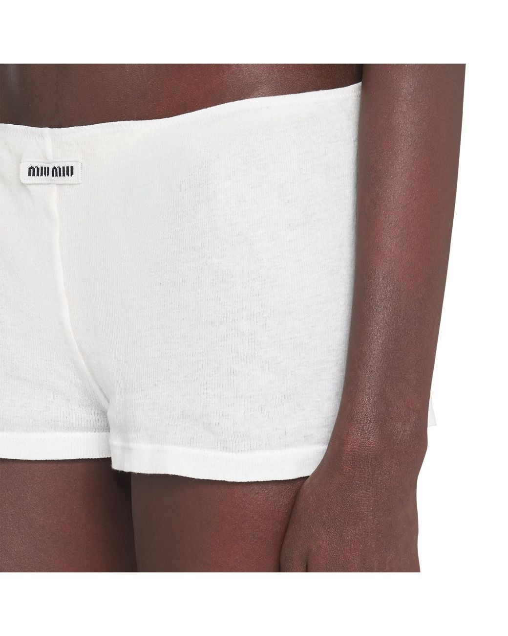 Miu Miu White Ribbed Knit Boxer Shorts