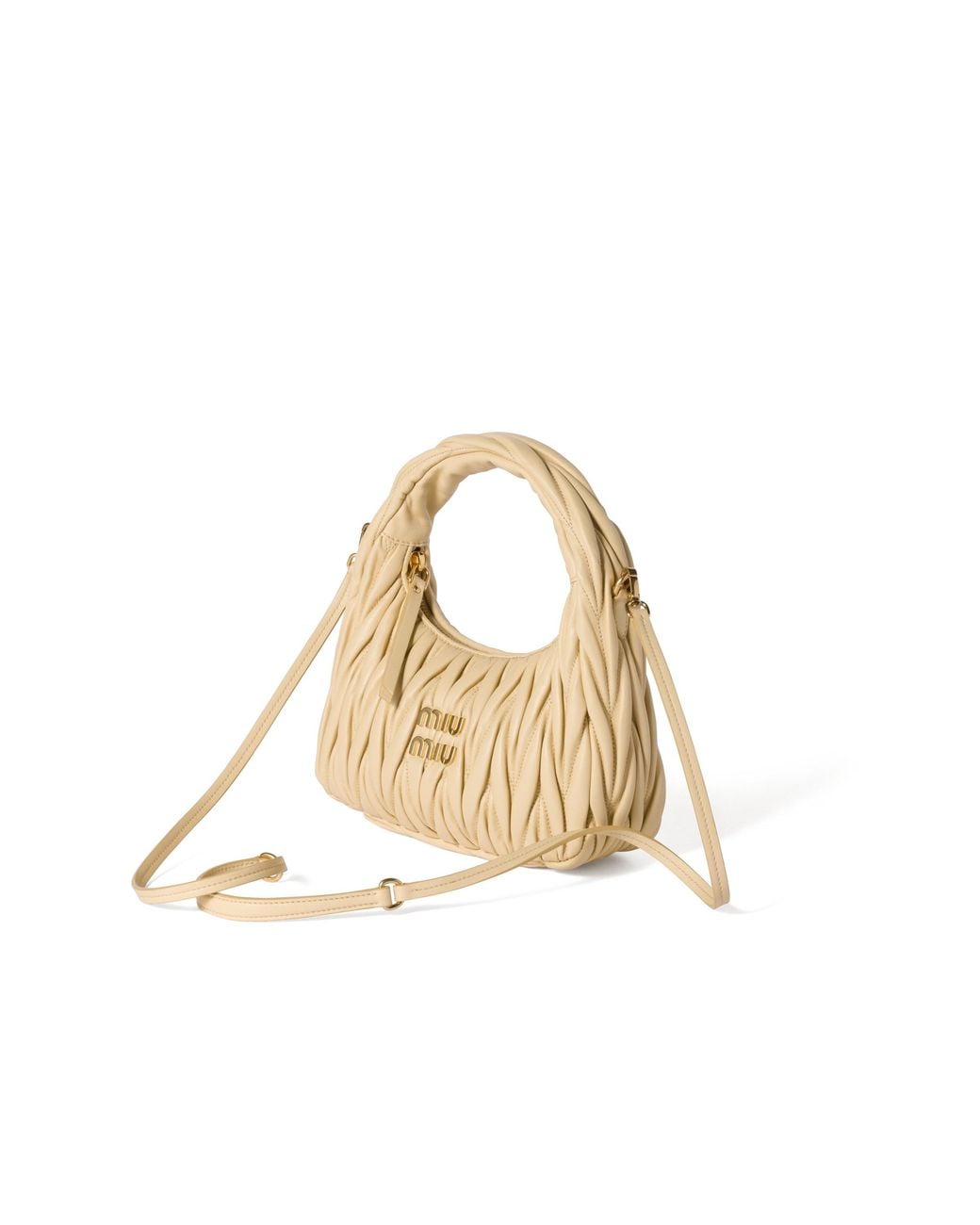 Miu Miu Metallic Wander Matelassé Nappa Leather Hobo Bag