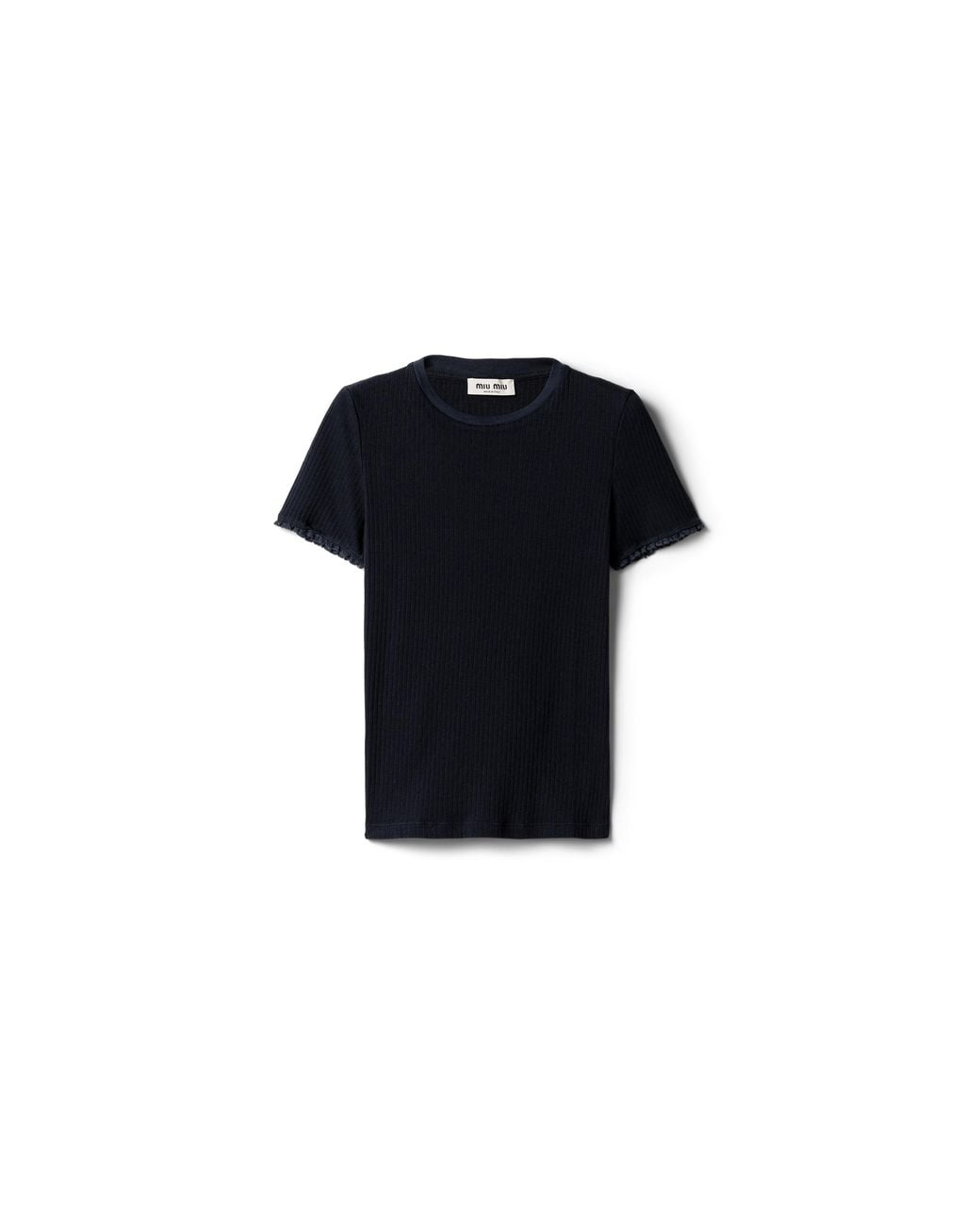 Miu Miu Black Pointelle Cotton T-Shirt