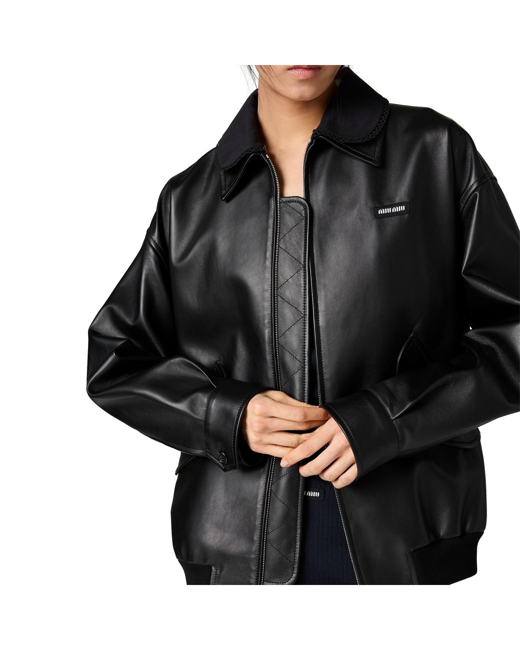 Miu Miu Black Nappa Leather Jacket