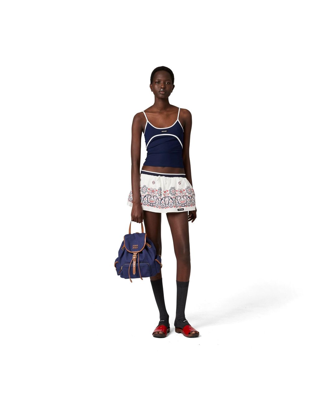 Miu Miu Blue Stretch Jersey Top