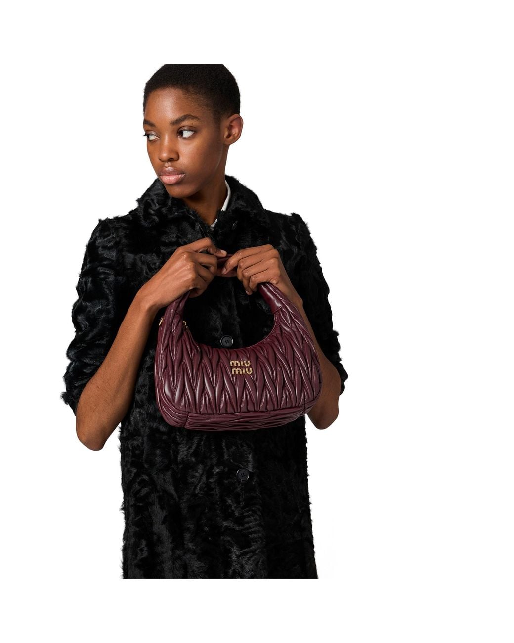 Miu Miu Brown Wander Matelassé Nappa Leather Hobo Bag