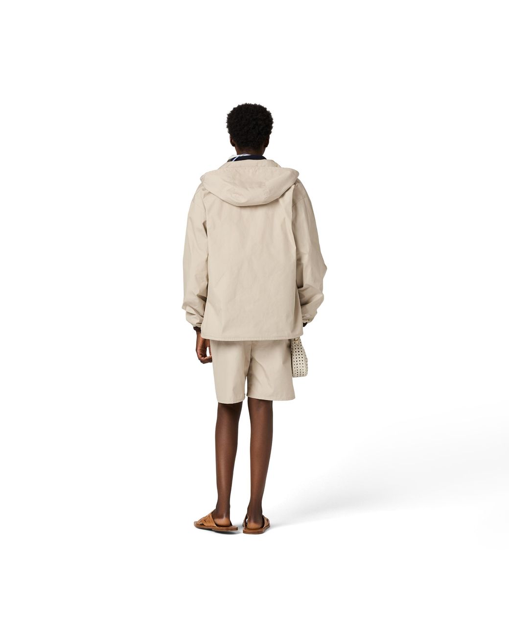 Miu Miu Natural Single-Breasted Panama Cotton Caban Jacket