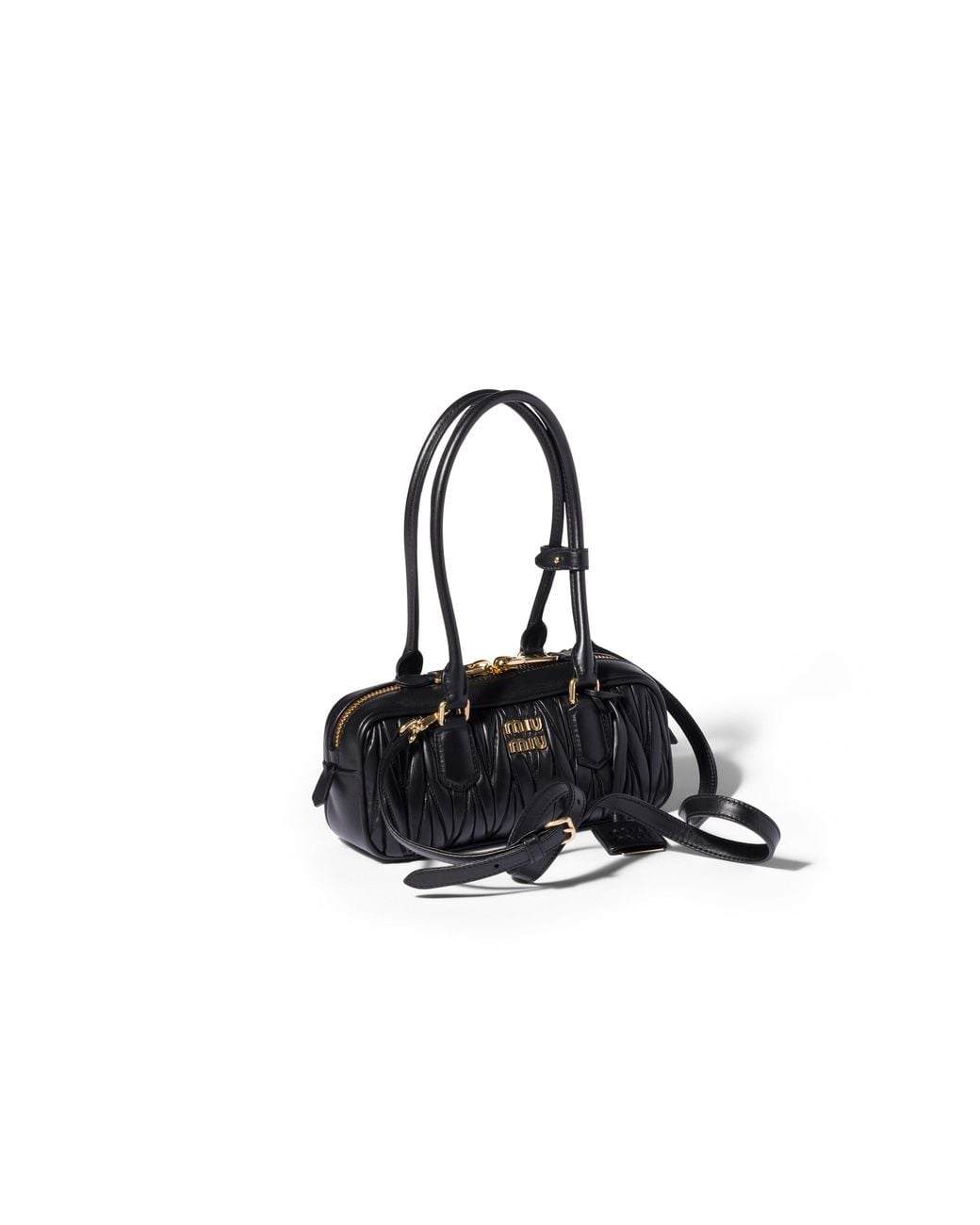 Miu Miu Black Arcadie Matelassé Nappa Leather Bag