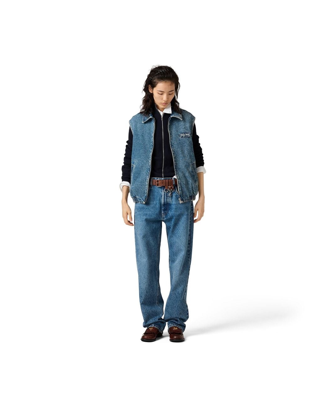 Miu Miu Blue Washed Denim Vest