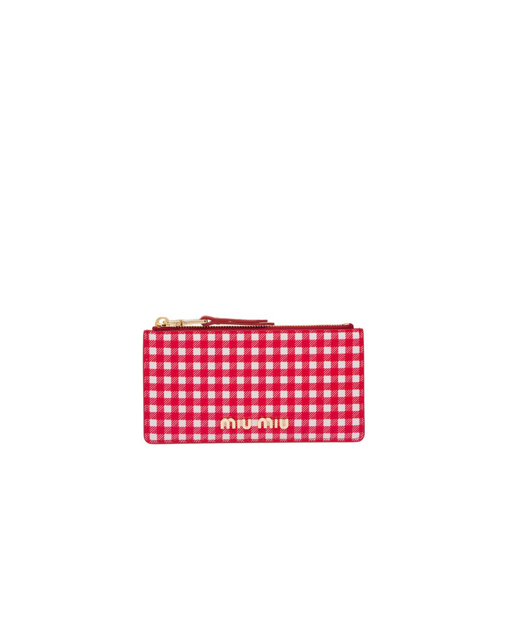 Miu Miu Printed Madras Leather Envelope Wallet in Red Lyst