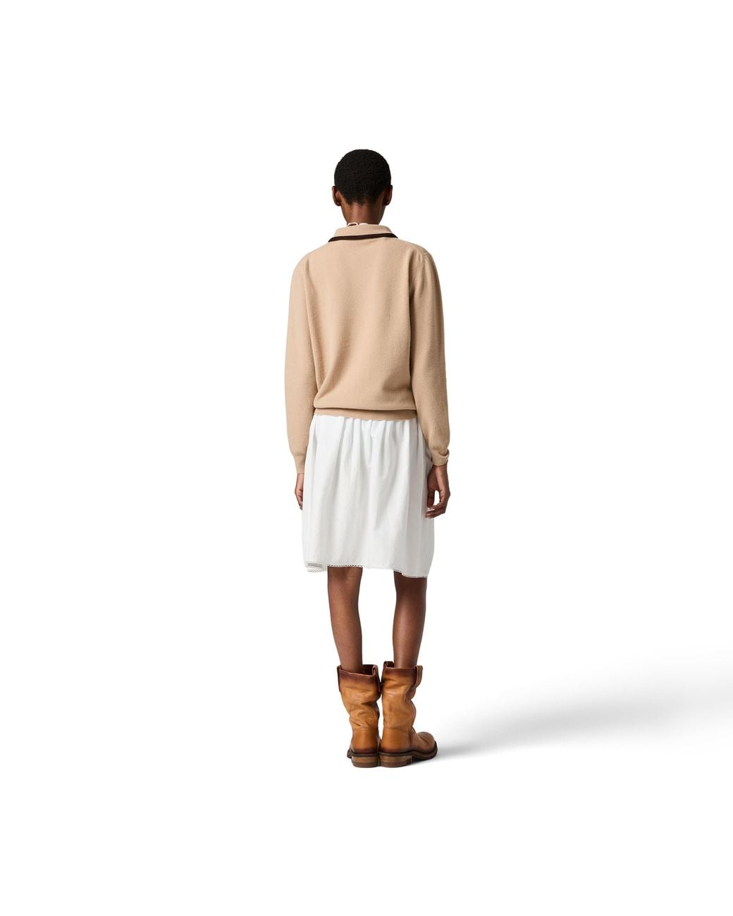Miu Miu Natural Wool And Cashmere Polo Sweater