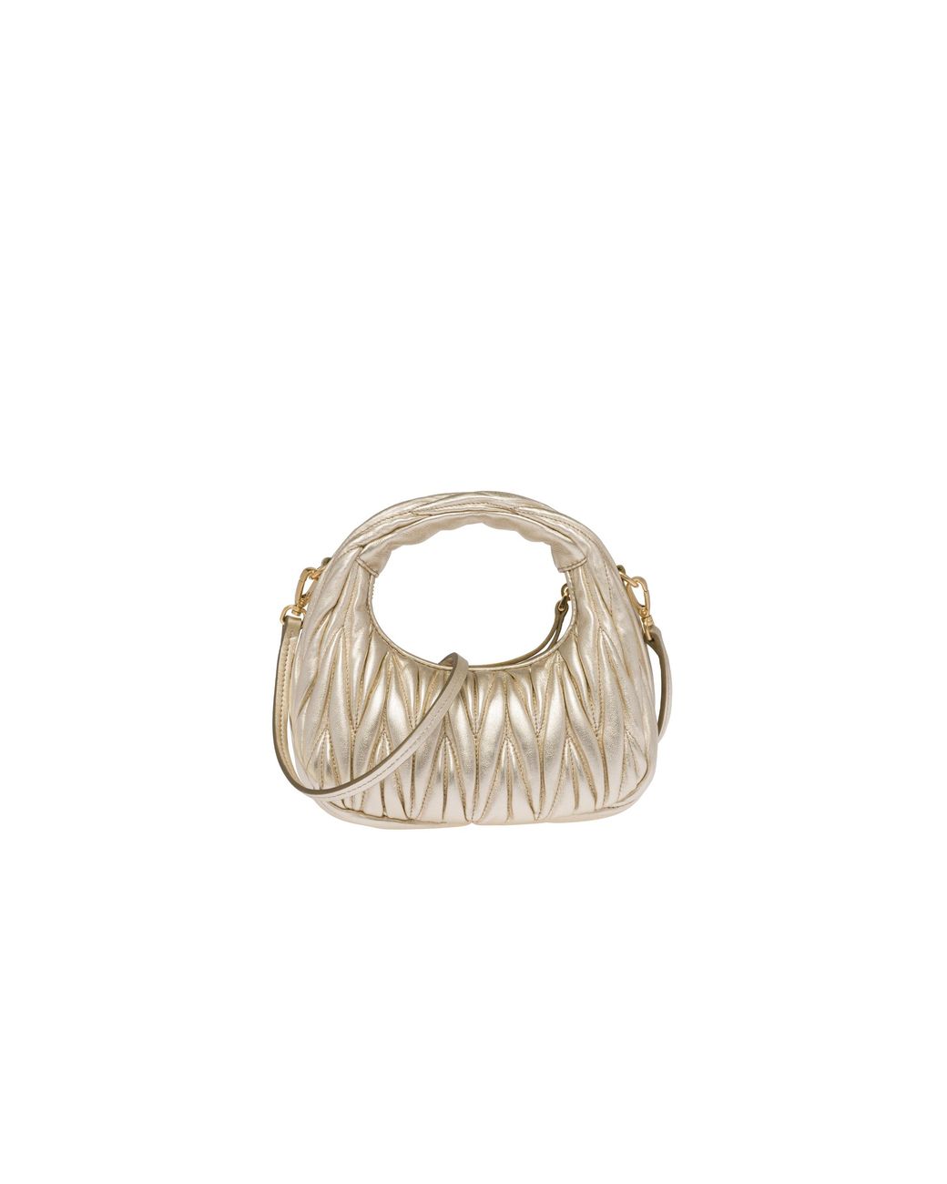 Miu Miu Metallic Wander Matelassé Nappa Leather Hobo Mini-Bag