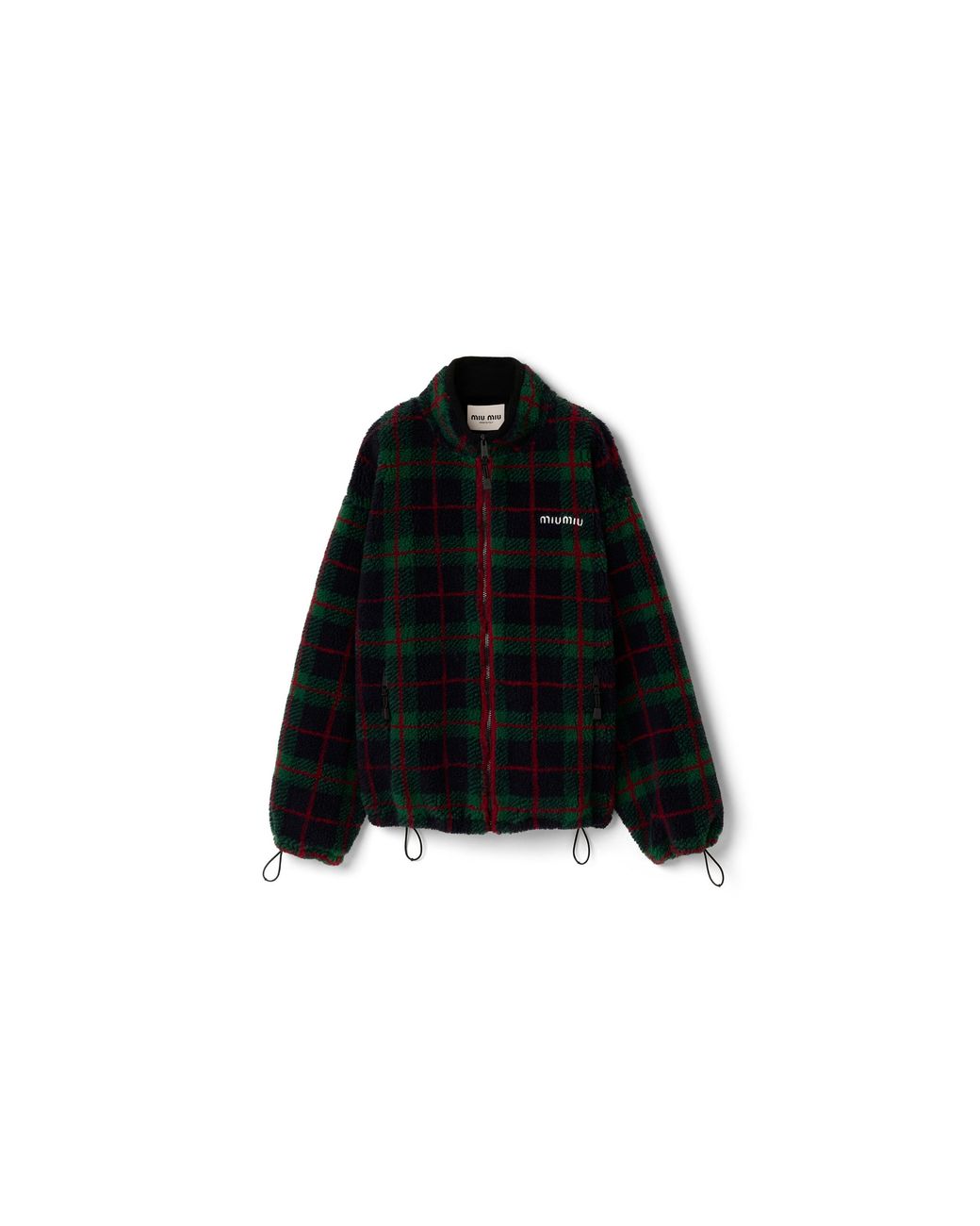 Miu Miu Black Checked Teddy Zipper Jacket