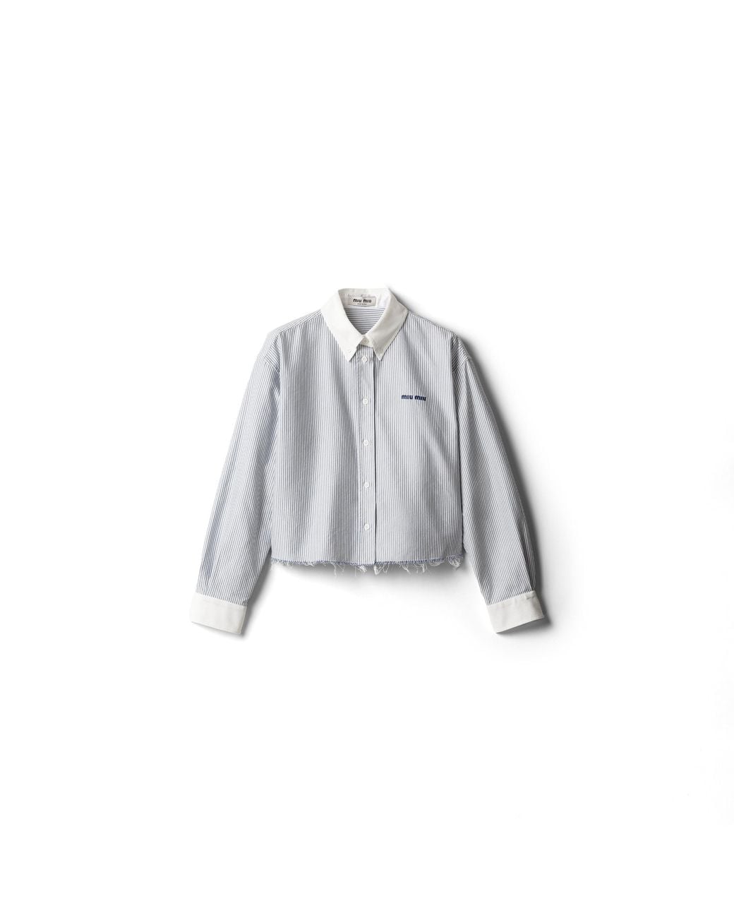 Miu Miu Gray Micro Pinstripe Cotton Shirt