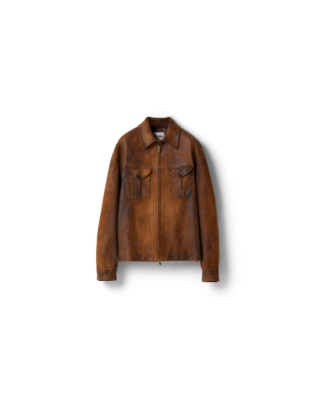 Miu Miu Brown Waxed Suede Leather Jacket