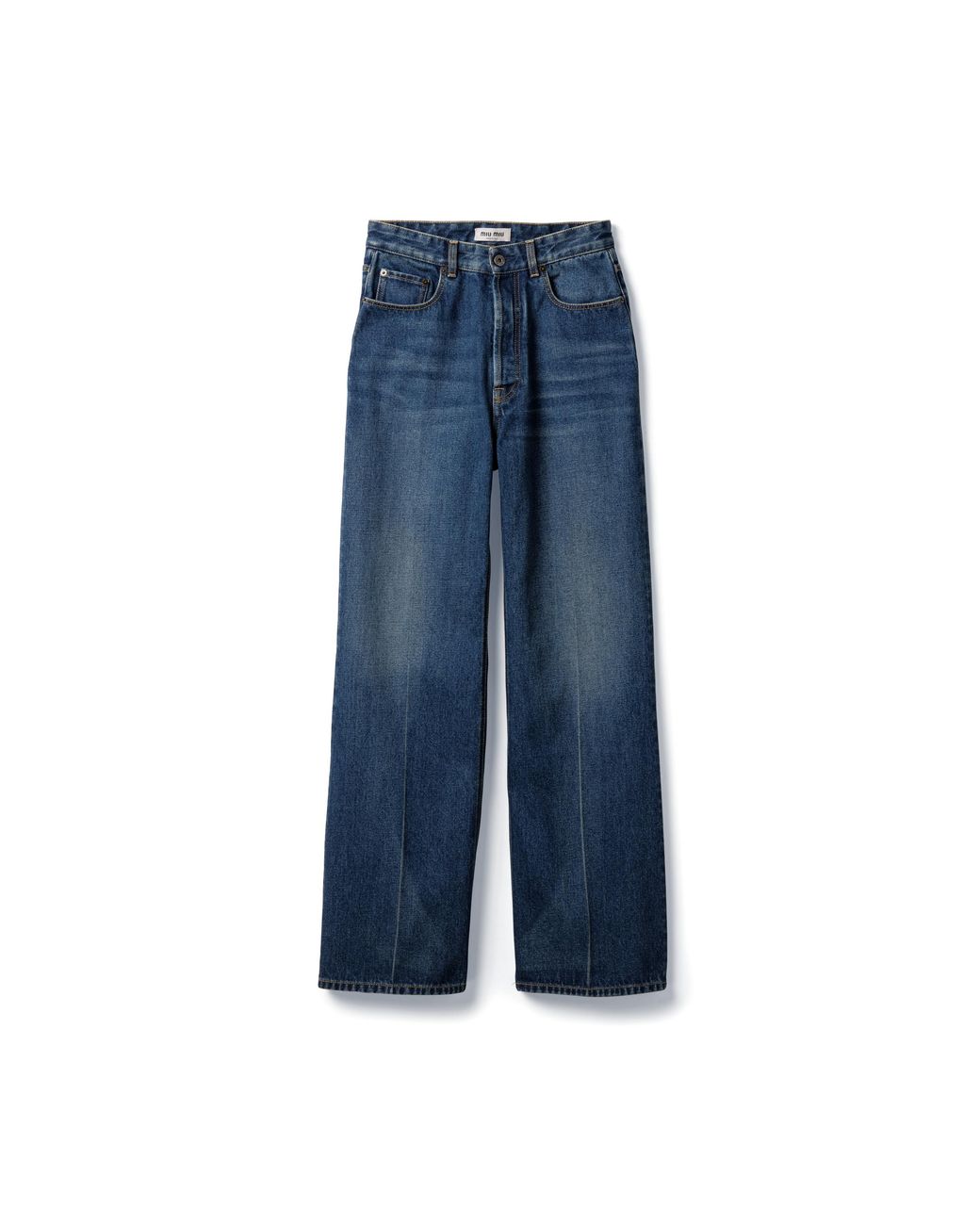 Miu Miu Blue Washed Denim Flared Jeans