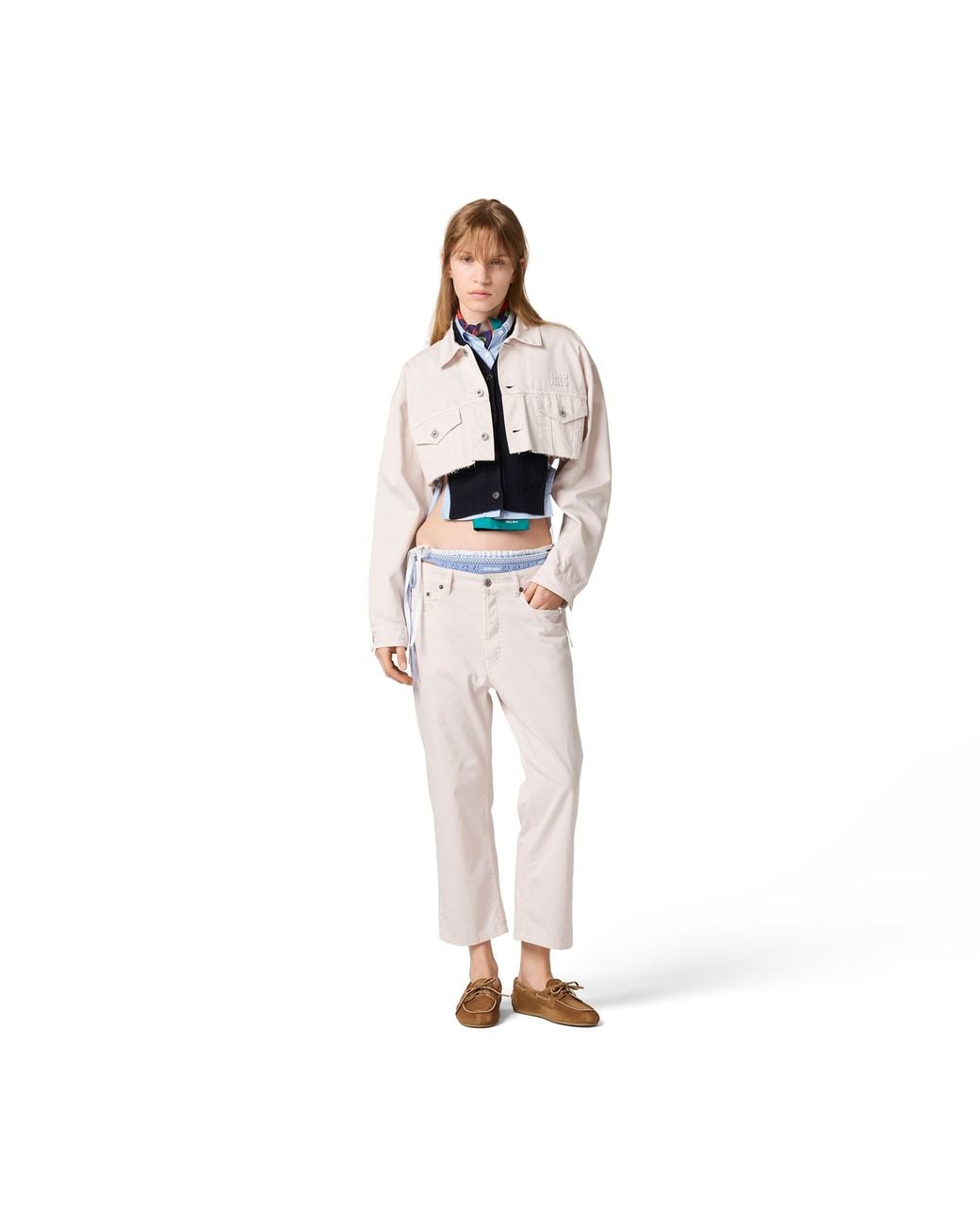 Miu Miu Natural Cropped Denim Jacket
