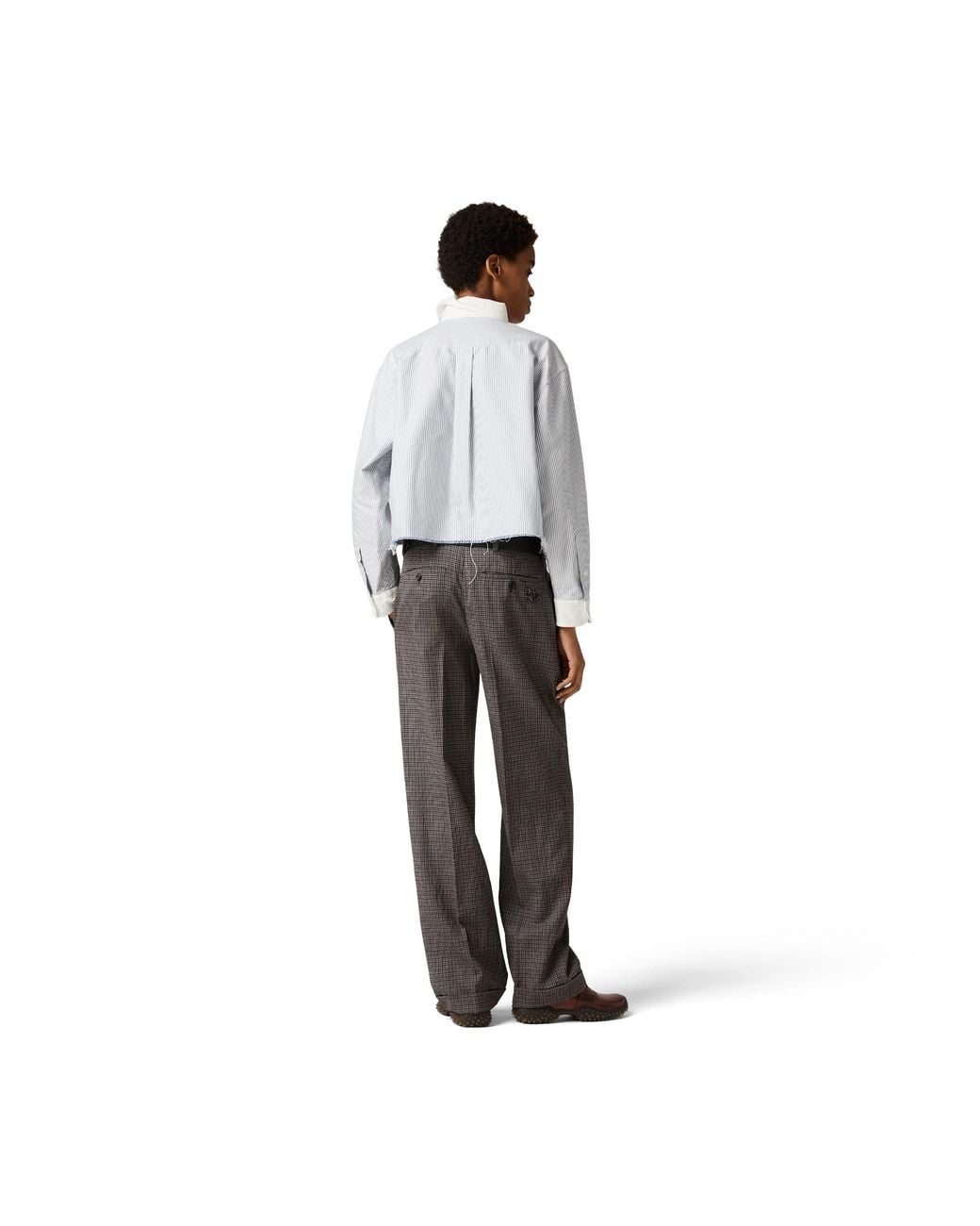 Miu Miu Gray Micro Pinstripe Cotton Shirt
