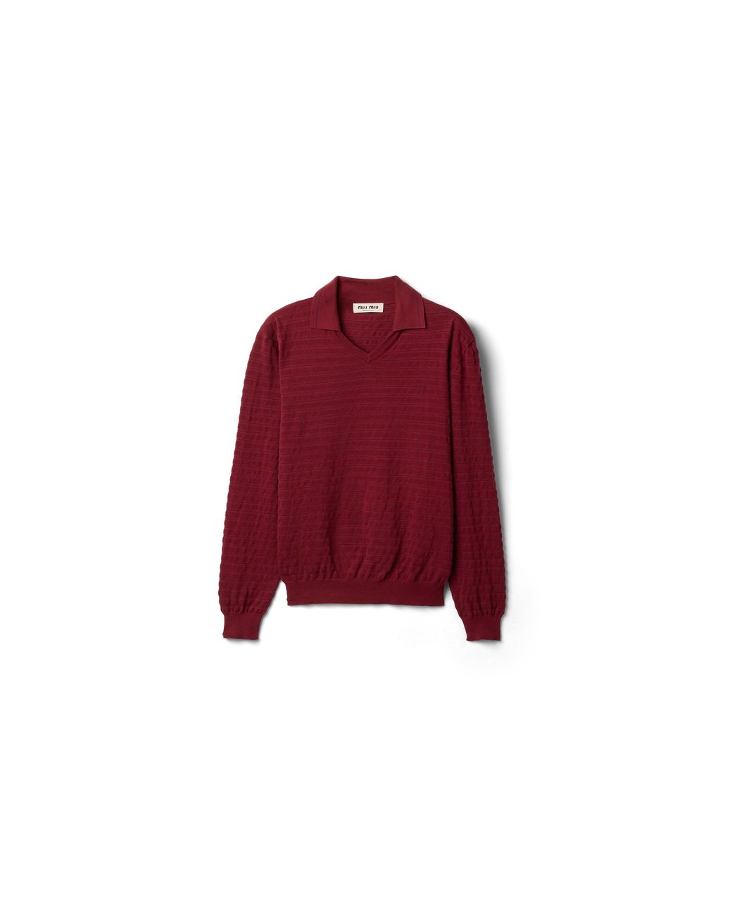 Miu Miu Red V-Neck Cotton Sweater