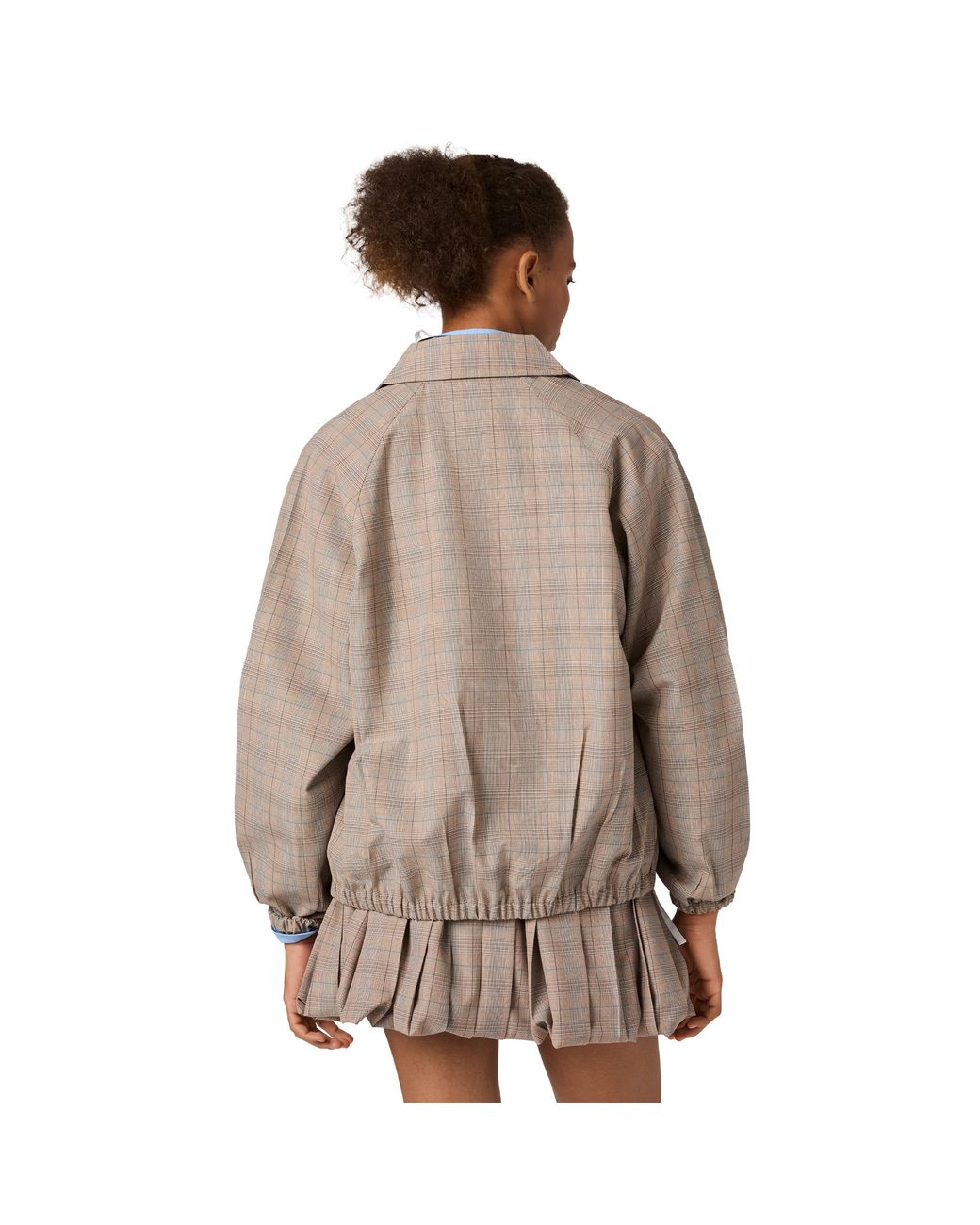 Miu Miu White Pleated Prince Of Wales Checked Miniskirt