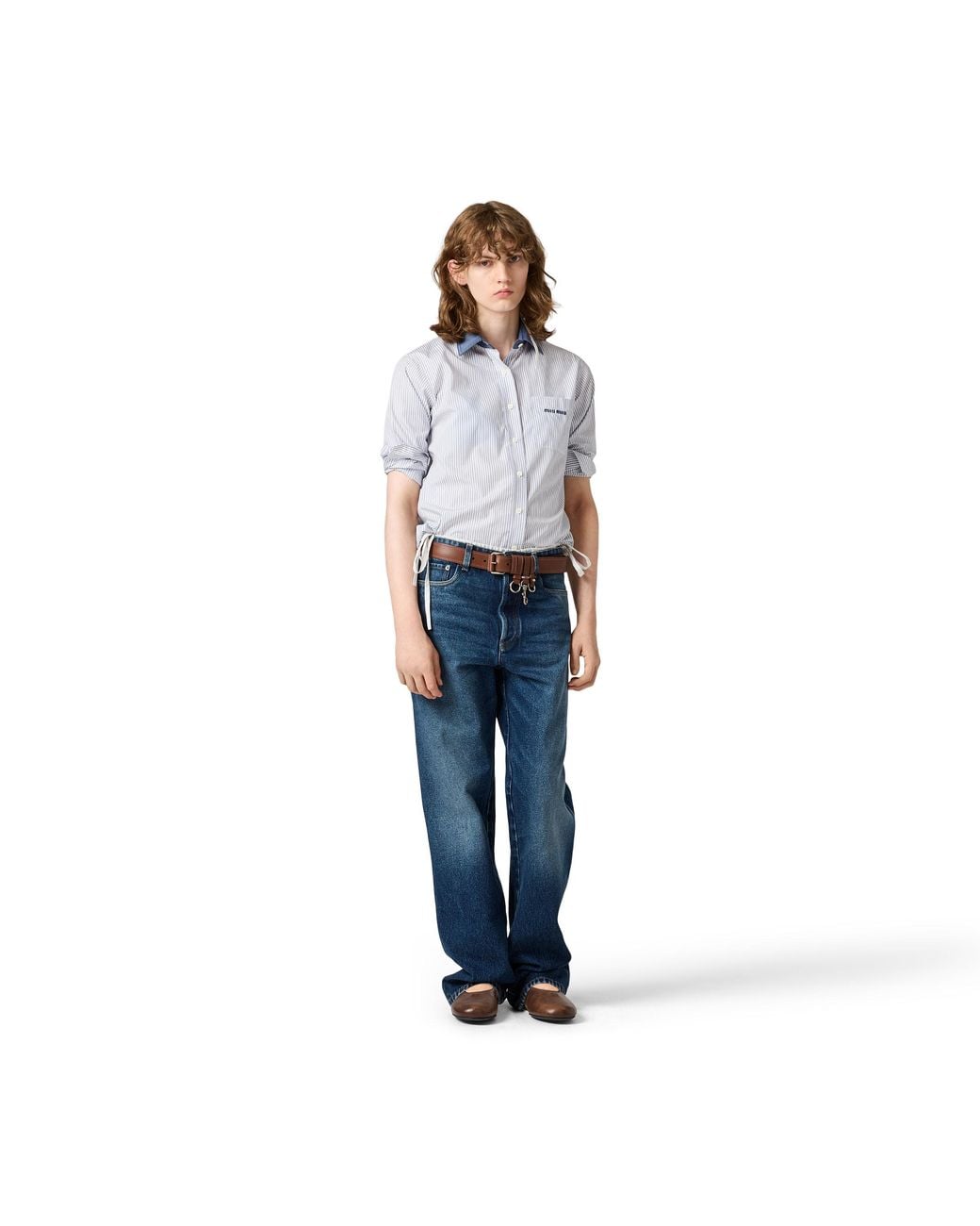 Miu Miu Blue Striped Poplin Shirt