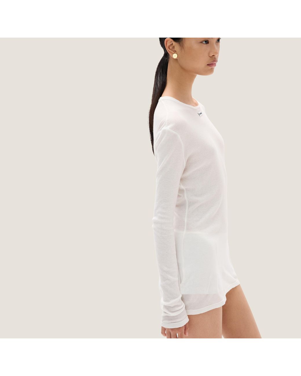 Miu Miu リブ編みジャージードレス ホワイト Miu Miu リブジャージーミニドレス | ホワイト | FARFETCH JP