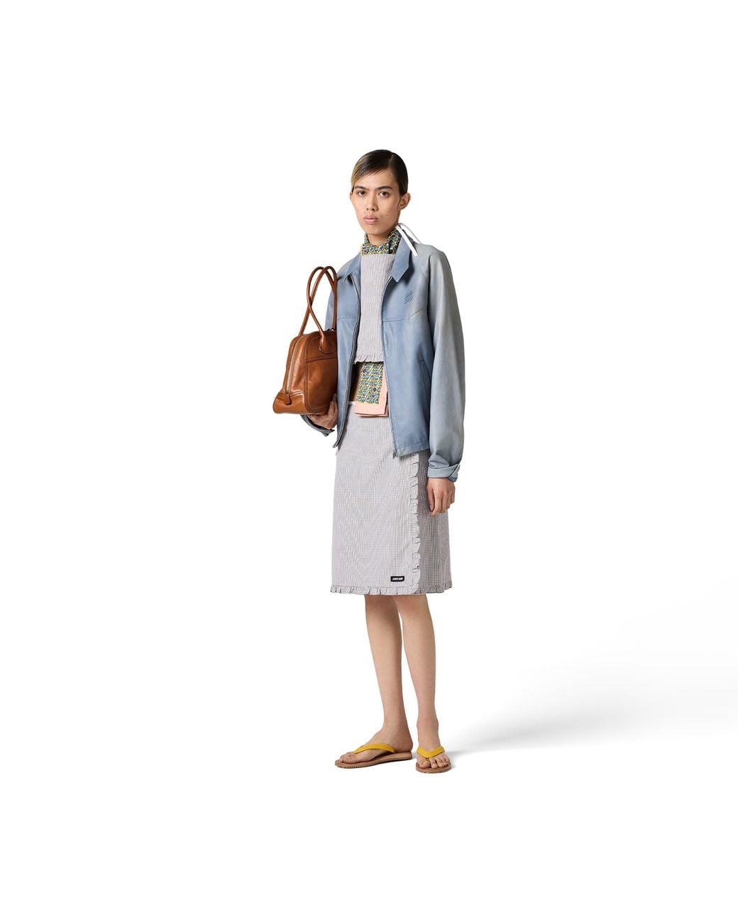 Miu Miu Blue Nappa Leather Jacket