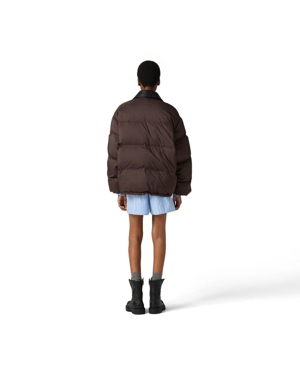 Miu Miu Brown Technical Pongé Cropped Down Jacket