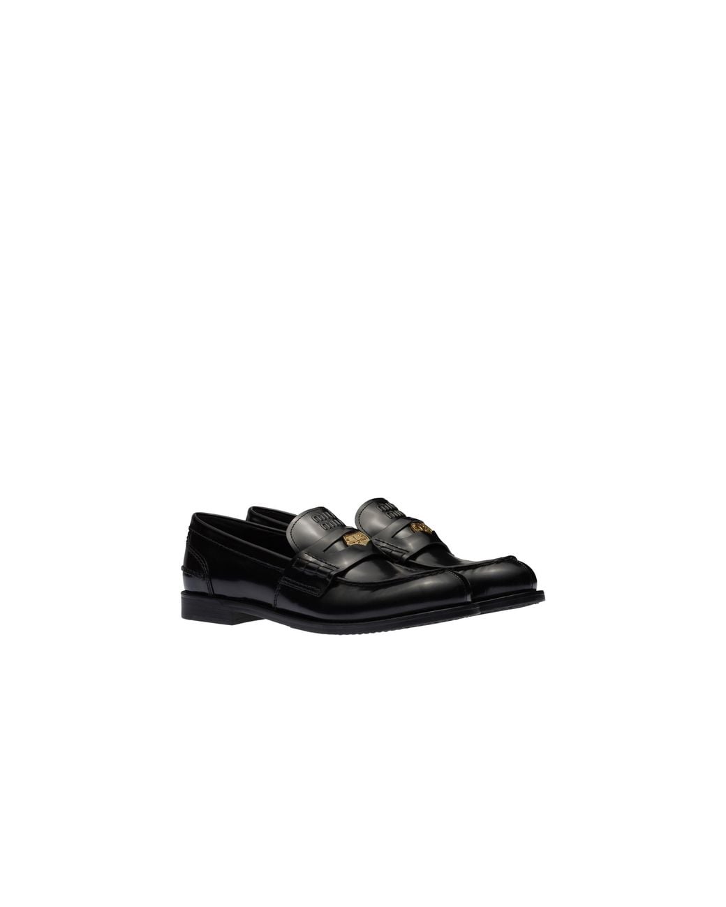 Miu Miu Black Brushed Leather Penny Loafers