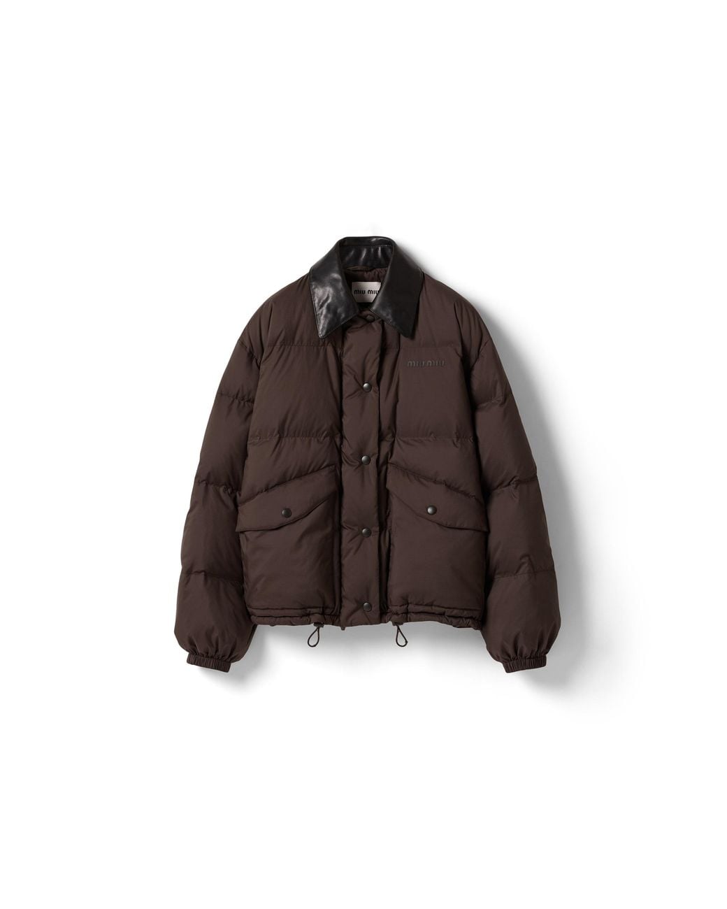 Miu Miu Brown Technical Pongé Cropped Down Jacket