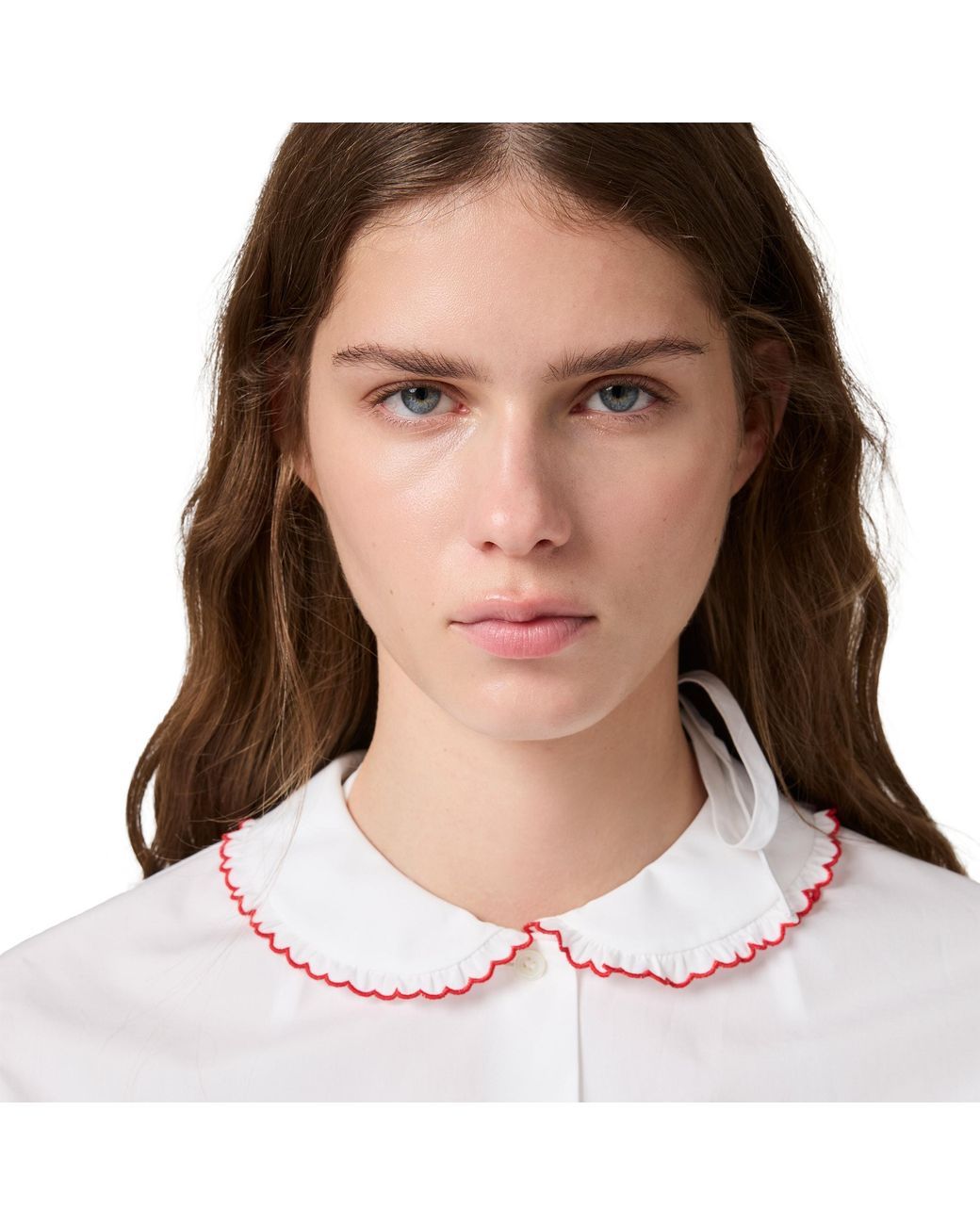 Miu Miu White Embroidered Poplin Shirt