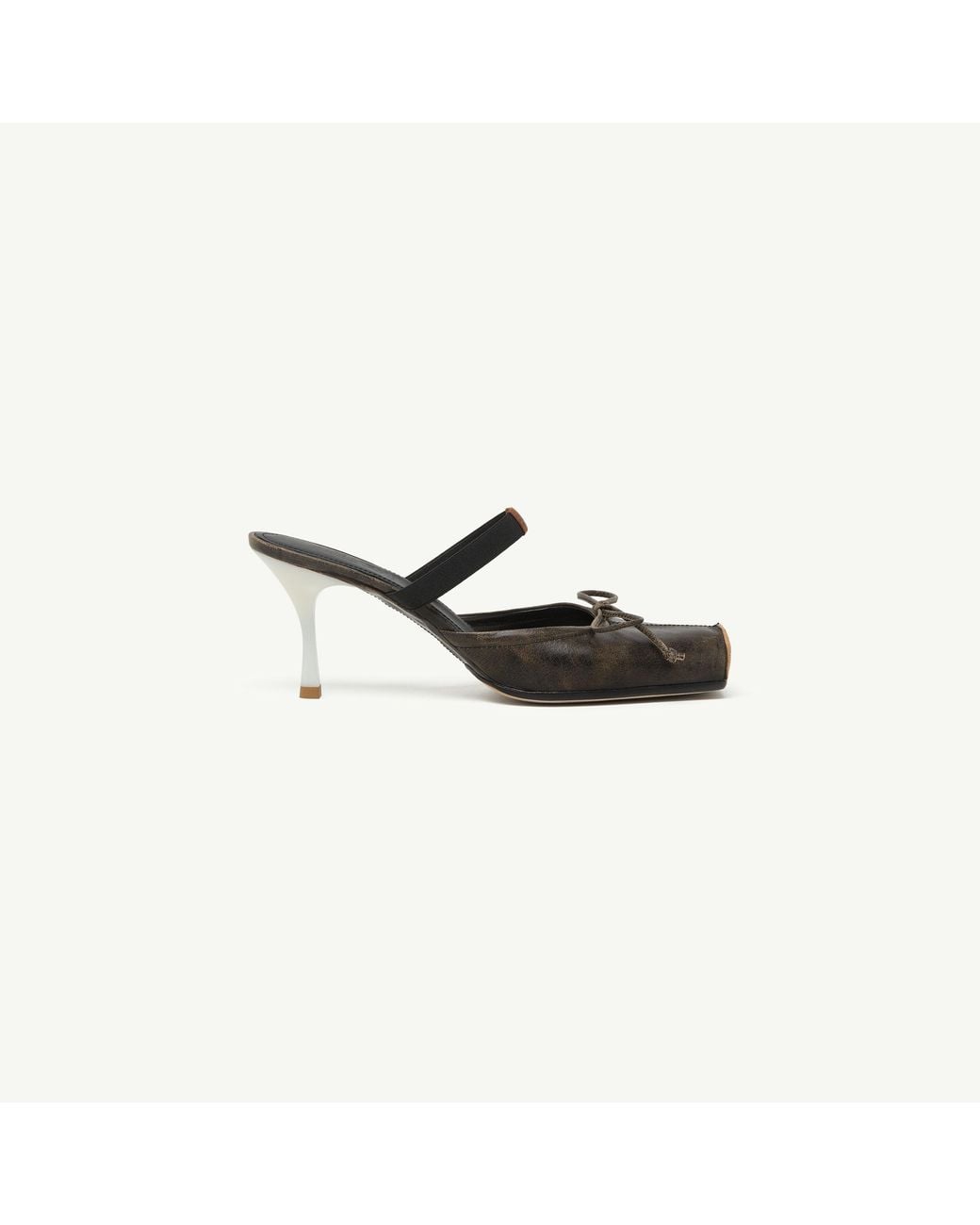 MM6 by Maison Margiela Brown Square-Toe Leather Ballerina Mules