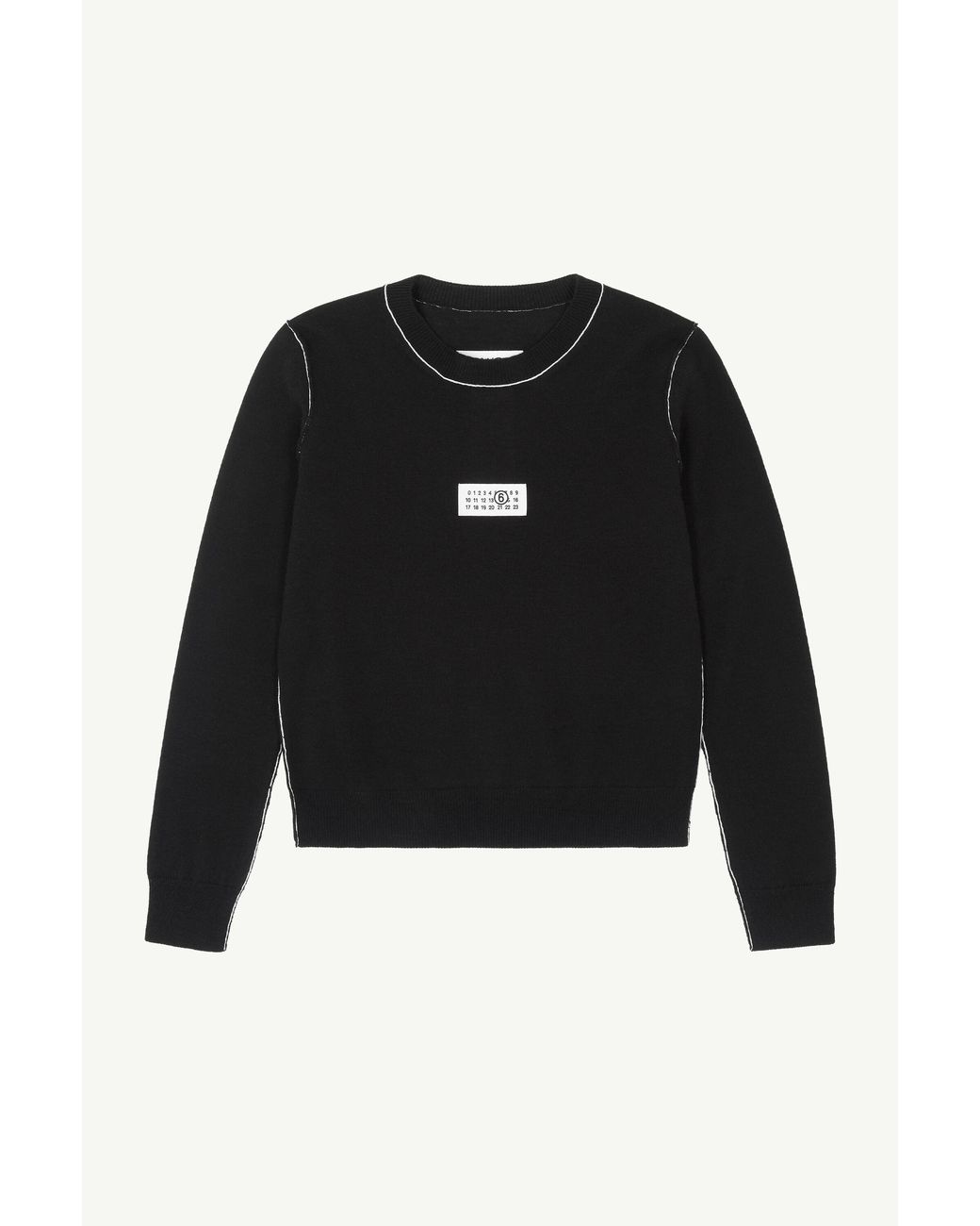 MM6 by Maison Margiela Black Contrast-Trimmed Wool Blend Knit Jumper