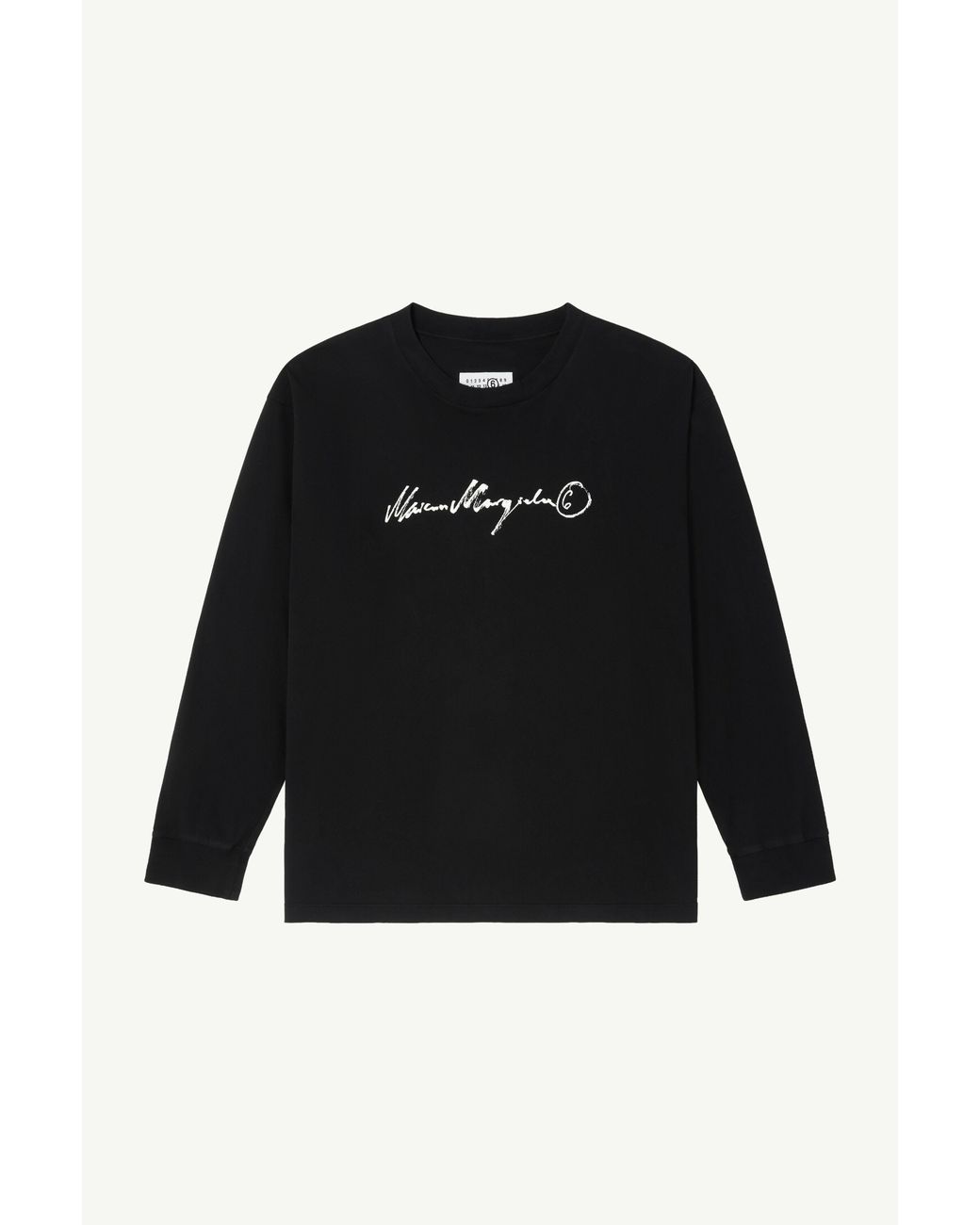 MM6 by Maison Margiela Black Long-Sleeve Overdyed Handwritten-Print T-Shirt