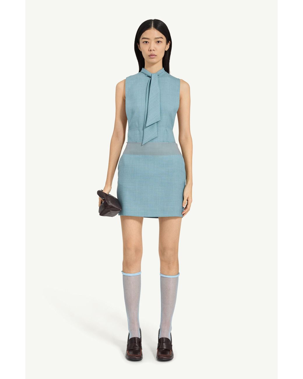 MM6 by Maison Margiela Blue Wool Mini Skirt