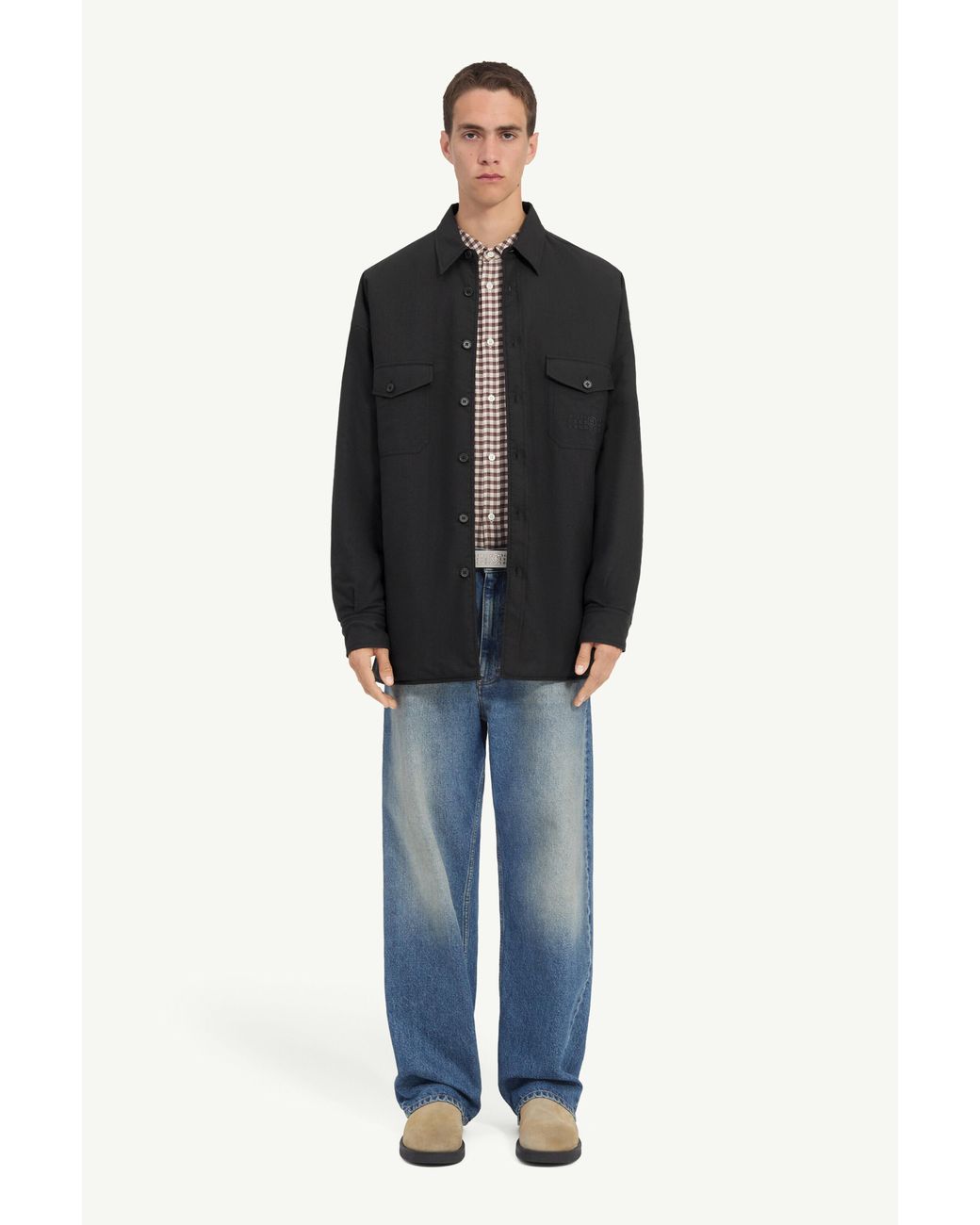 MM6 by Maison Margiela Black Reversible Wool Blend Shirt for men