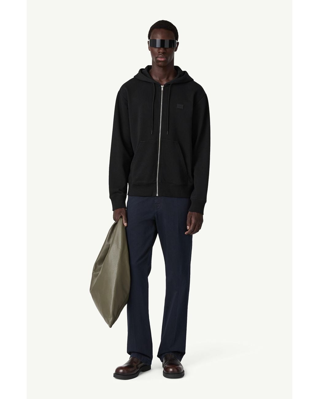 MM6 by Maison Margiela Black Rubber Patch Hooded Sweatshirt for men