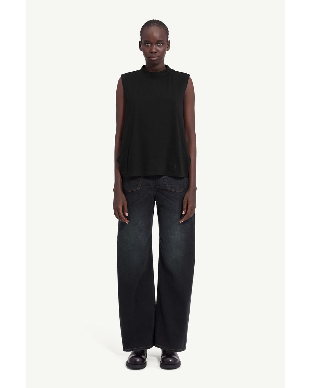 MM6 by Maison Margiela Black Cotton Jersey Sleeveless Top
