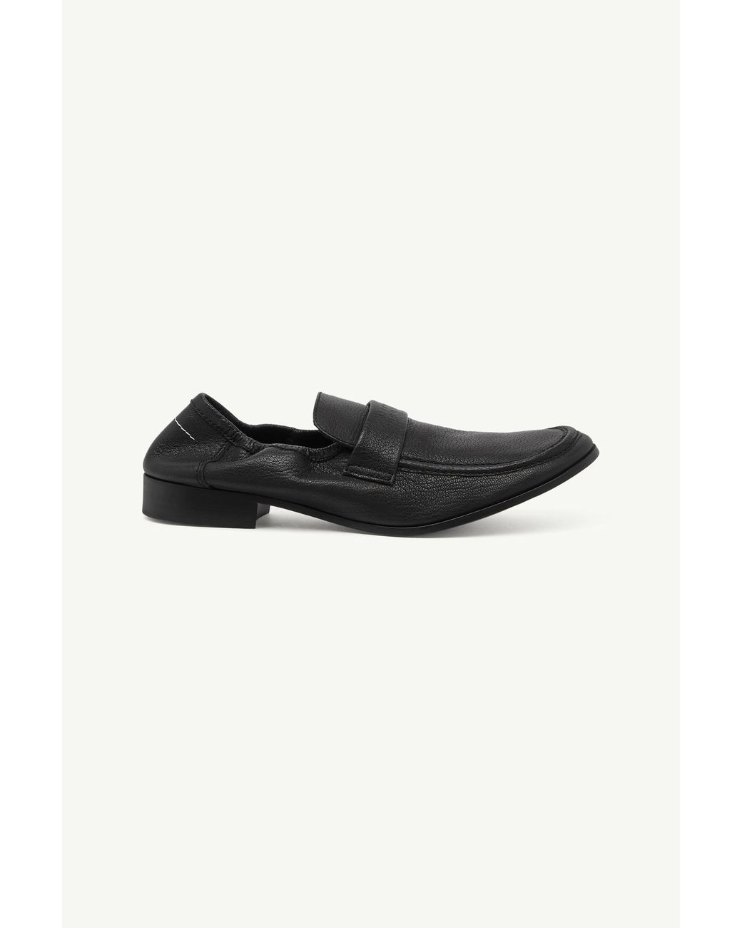 MM6 by Maison Margiela Black Leather Swing Toe Loafers for men