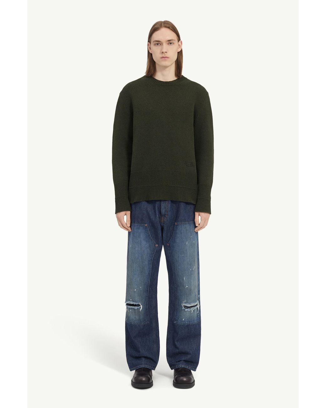 MM6 by Maison Margiela Green Wool Crew Neck Jumper for men