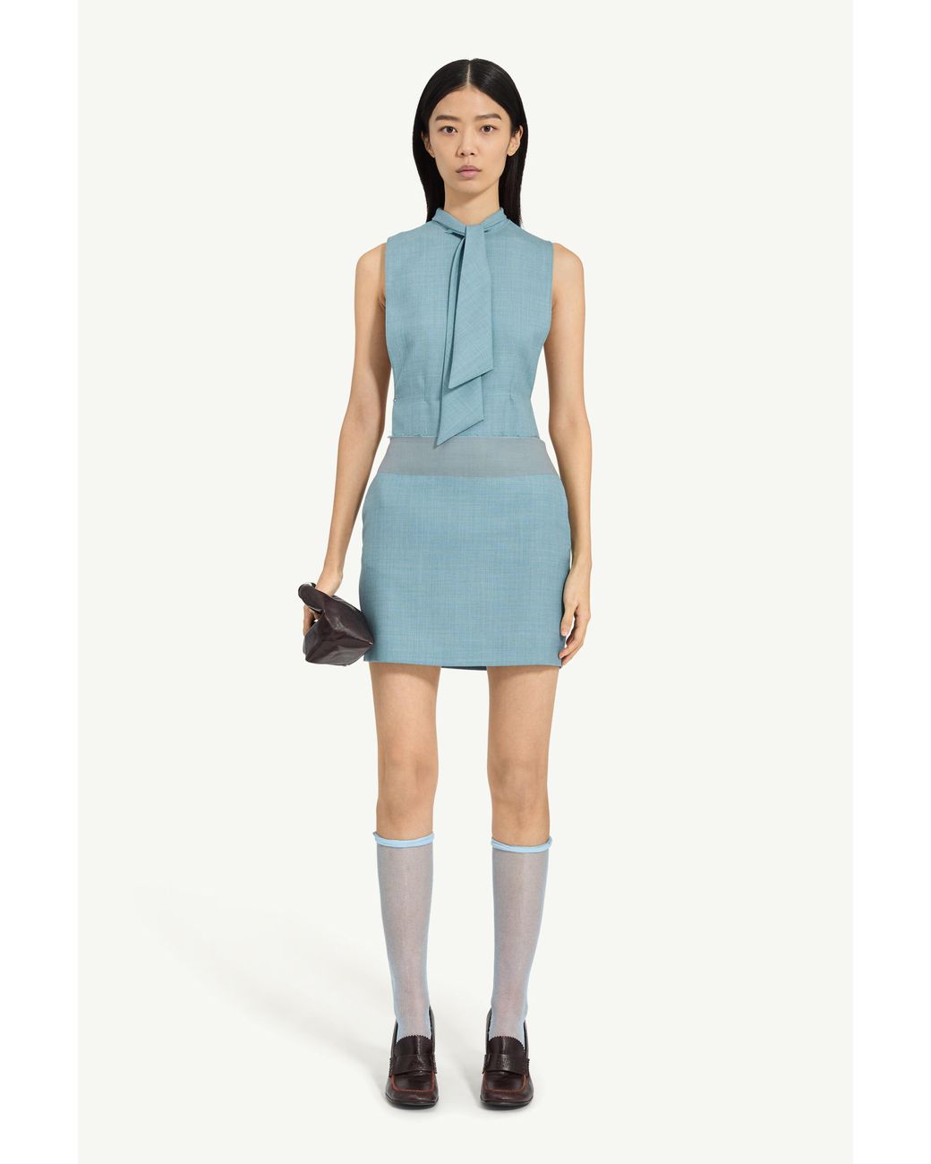 MM6 by Maison Margiela Blue Wool Mini Skirt