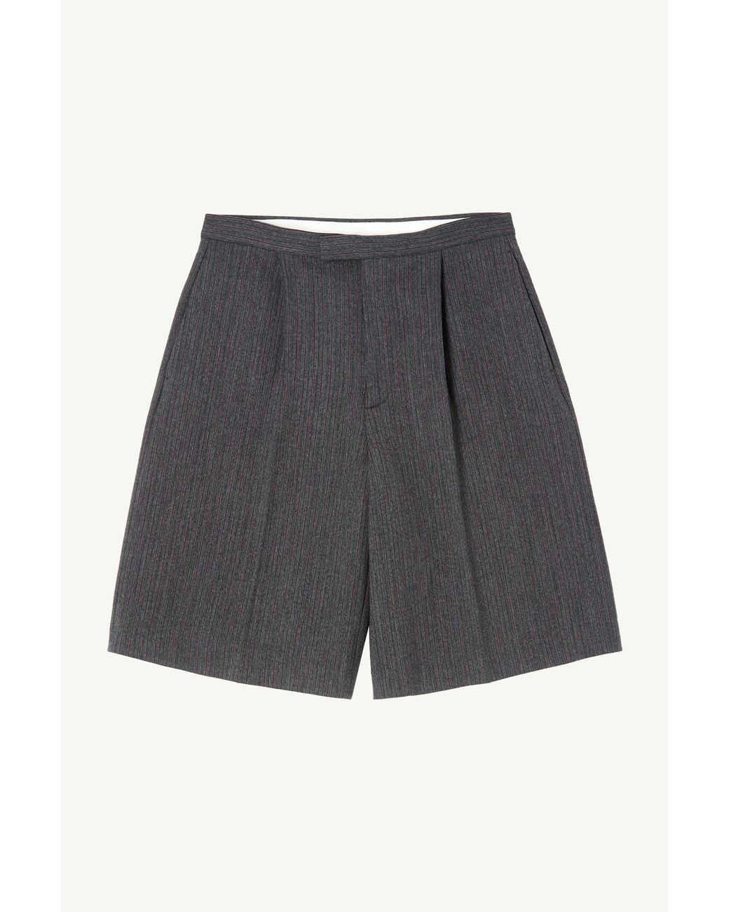 MM6 by Maison Margiela Gray Striped Wool Blend Tailored Shorts