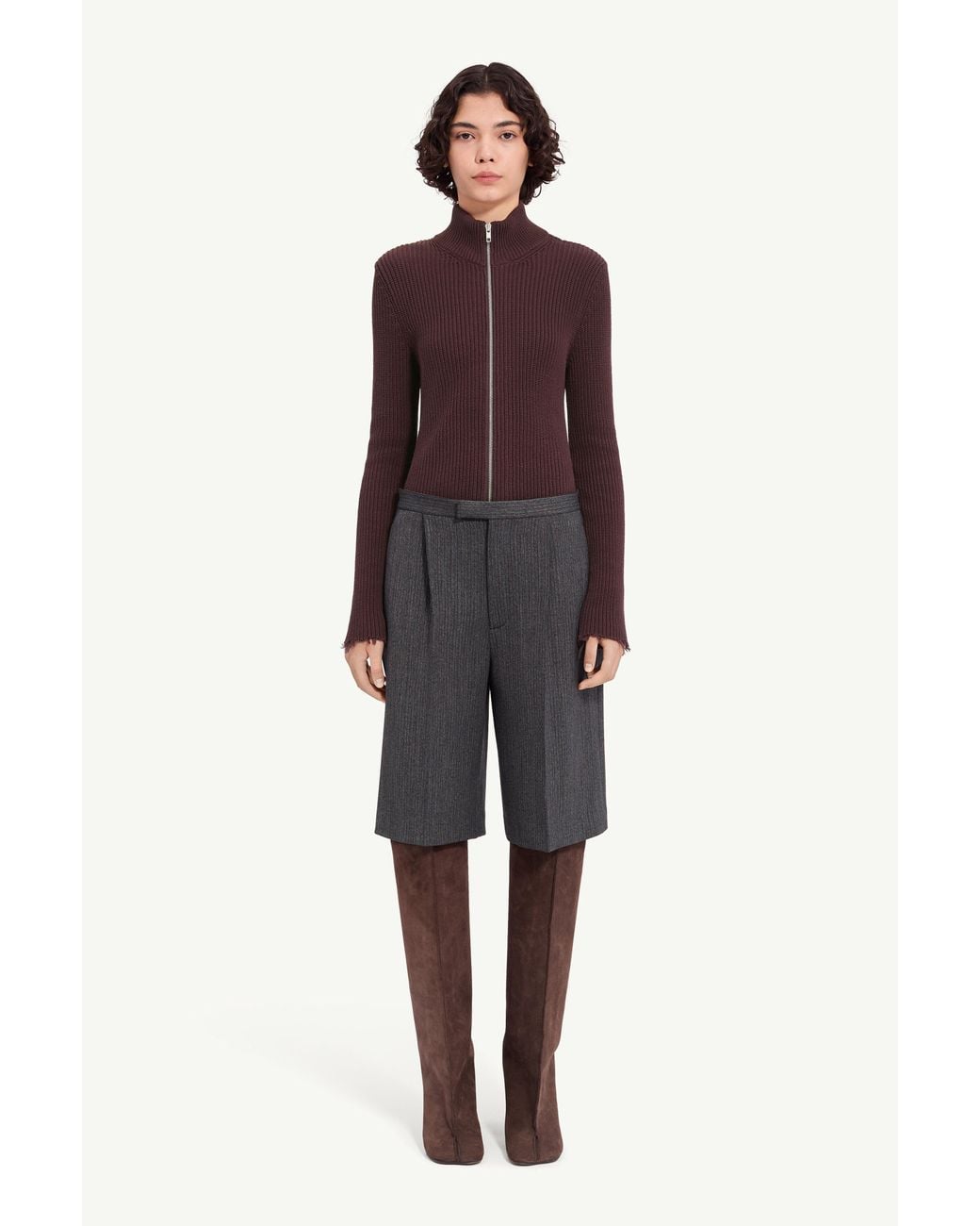 MM6 by Maison Margiela Gray Striped Wool Blend Tailored Shorts