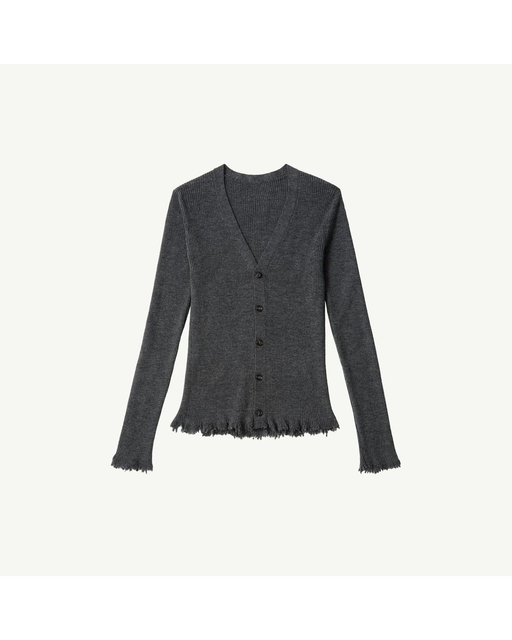 MM6 by Maison Margiela Black Distressed Hem Knit Cardigan