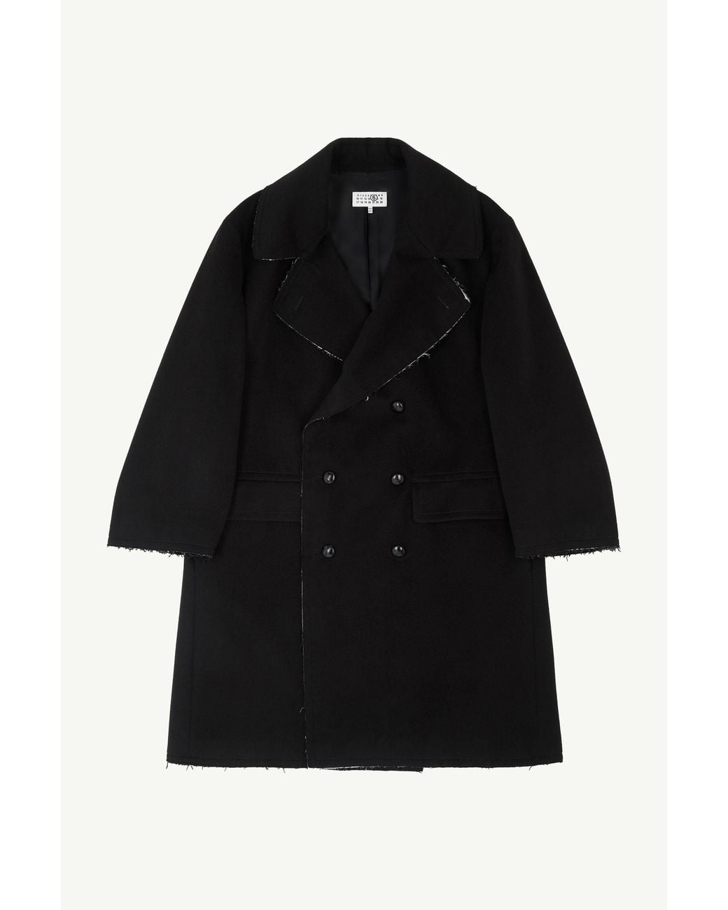 MM6 by Maison Margiela Black Raw-Edge Wool Coat