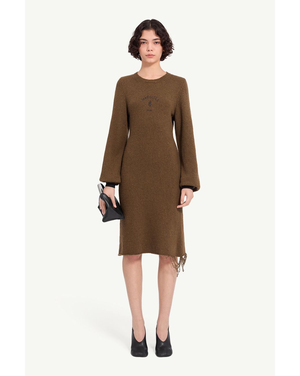 MM6 by Maison Margiela Brown Knit Midi Dress