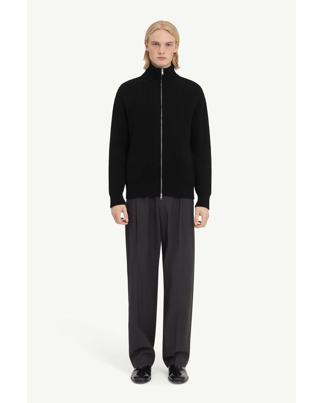 MM6 by Maison Margiela Black Ribbed Knit Jacket for men