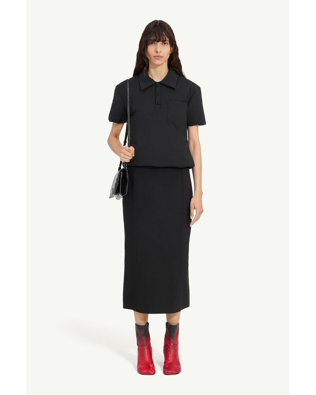 MM6 by Maison Margiela Black Padded Polo Top