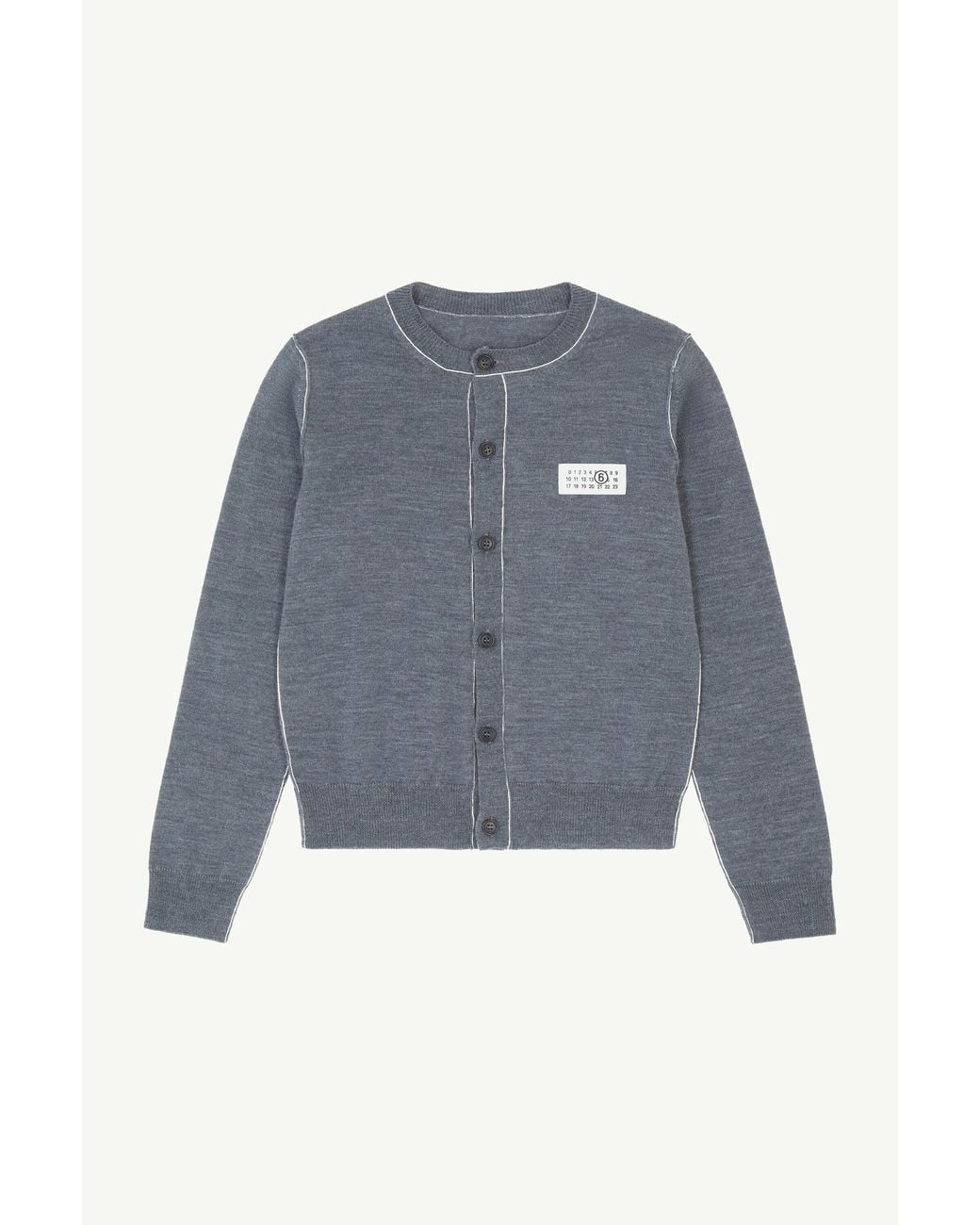MM6 by Maison Margiela Blue Button-Front Wool Blend Knit Cardigan
